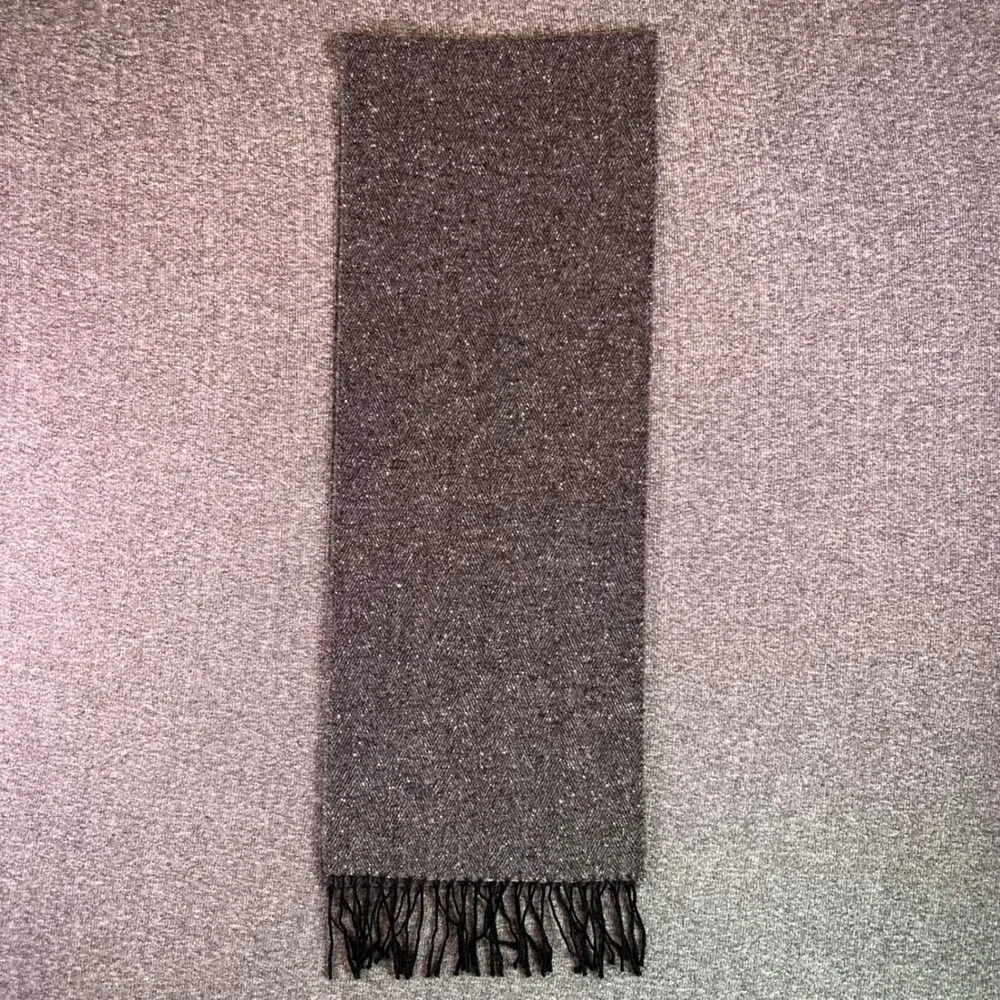 Moro Firenze Scarf Mens OS Grey Herringbone Wool Blend Made in Italy Winter Cozy